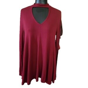 MTS Burgundy Long Sleeve Tunic Top Medium